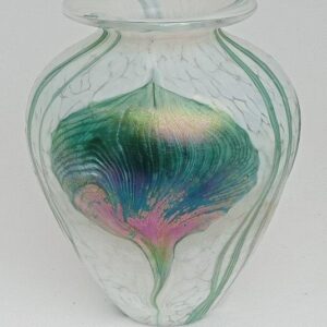 Opal Green Leaf Squat Vase