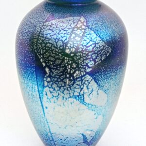 Iridescent Silver Blue Amphora Vase