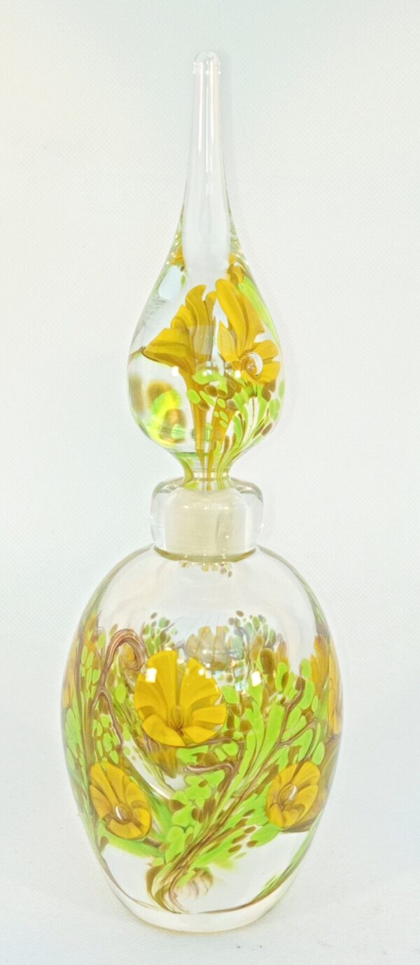 Okra Clear 'Yellow Flowers' Perfume Bottle SOLD