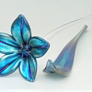 Blue Long Stem Flower with Leaf