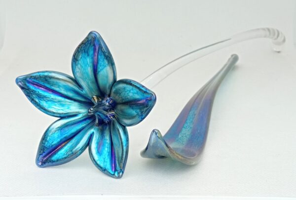 Blue Long Stem Flower with Leaf