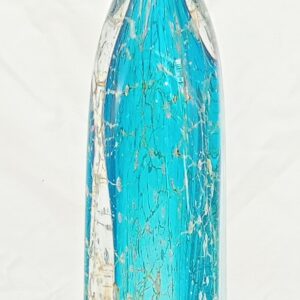 Turquoise Crizzle Square Attenuated Bottle Vase Large