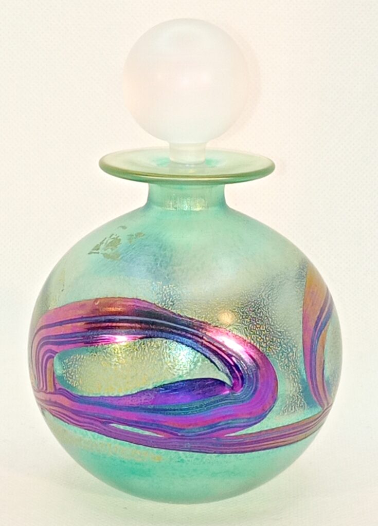 'Golden Peacock' Green/Purple Round Perfume Bottle