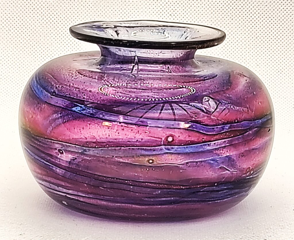 'Pink and Blue Swirls' Squat Vase Small