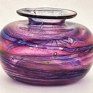 'Pink and Blue Swirls' Squat Vase Small