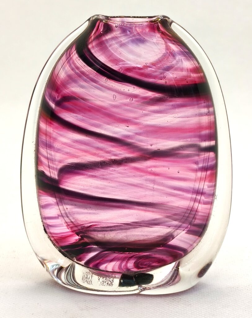 Early 'Side Stripe' Pink Swirl Vase