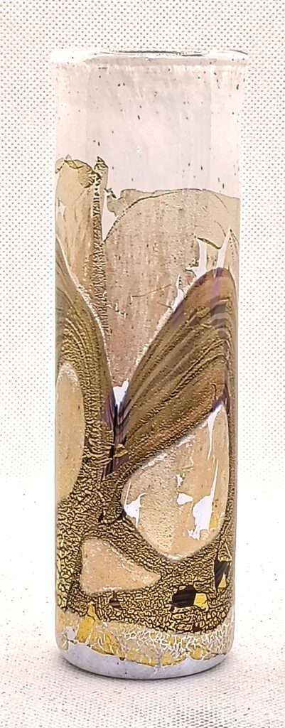 'Golden Peacock' Pink Cylinder Vase Small